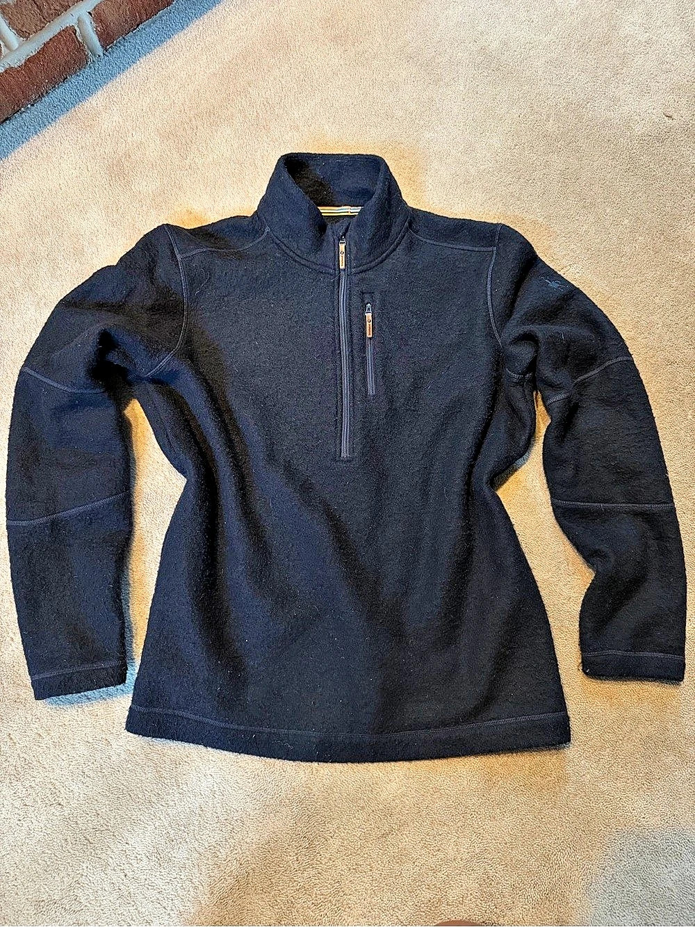 Smartwool Active Fleece Wind Half-Zip Pullover Black Medium - Picture 2 of 4
